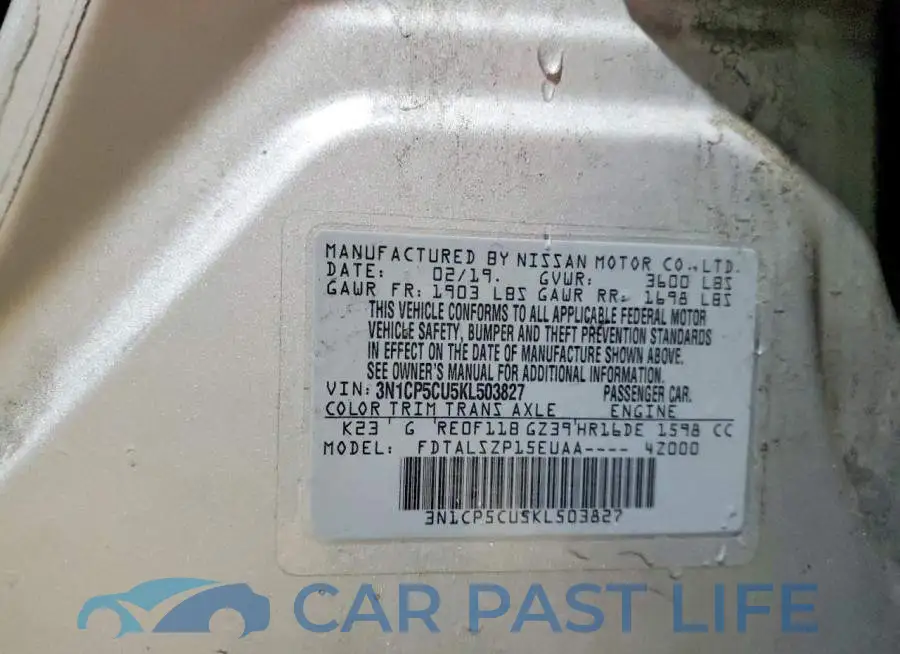 3N1CP5CU5KL503827# 14