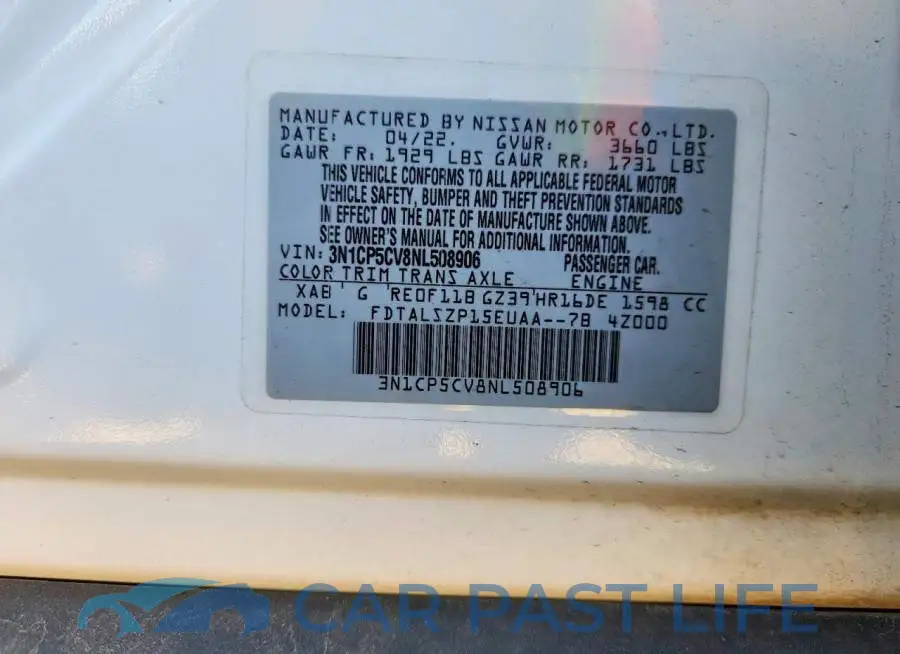 3N1CP5CV8NL508906# 13