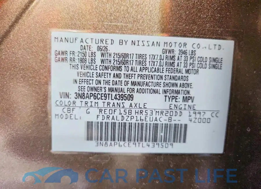 3N8AP6CE9TL439509# 14