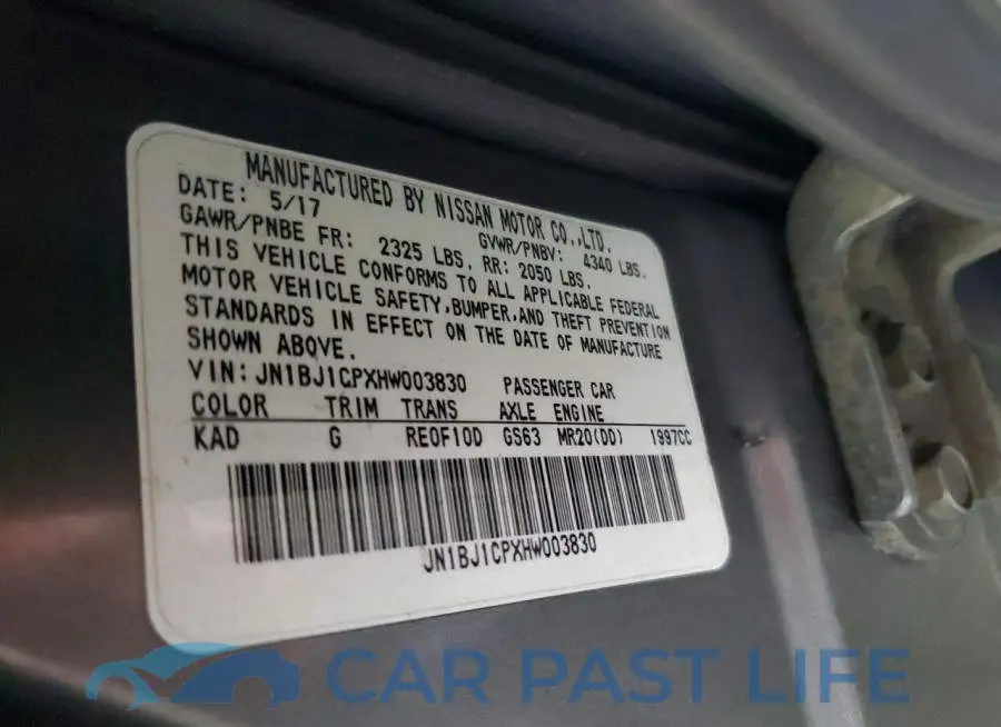 JN1BJ1CPXHW003830# 13