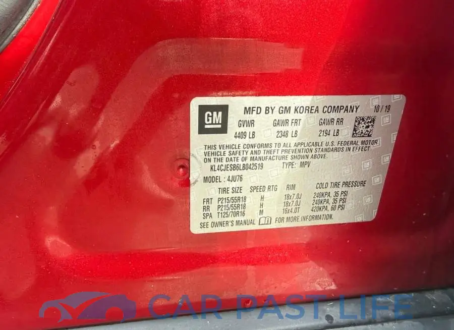 KL4CJESB6LB042519# 10