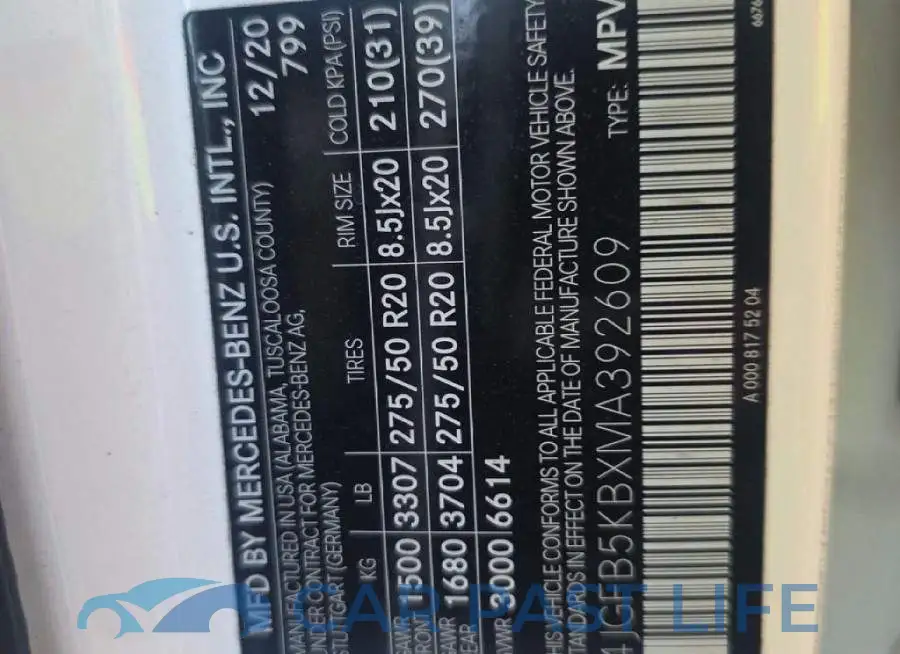 4JGFB5KBXMA392609# 10