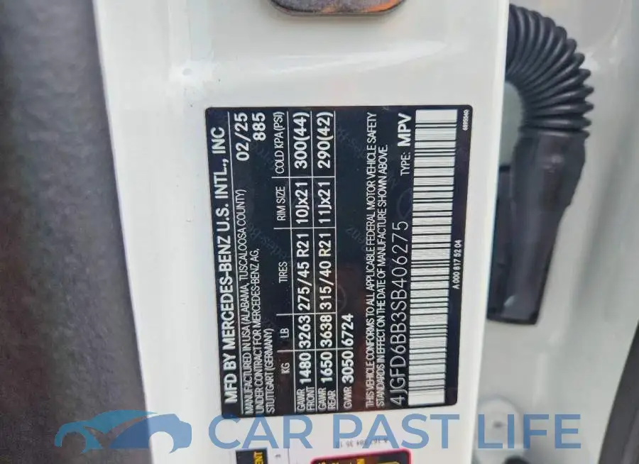 4JGFD6BB3SB406275# 12