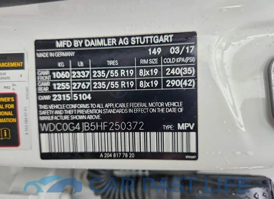 WDC0G4JB5HF250372# 12