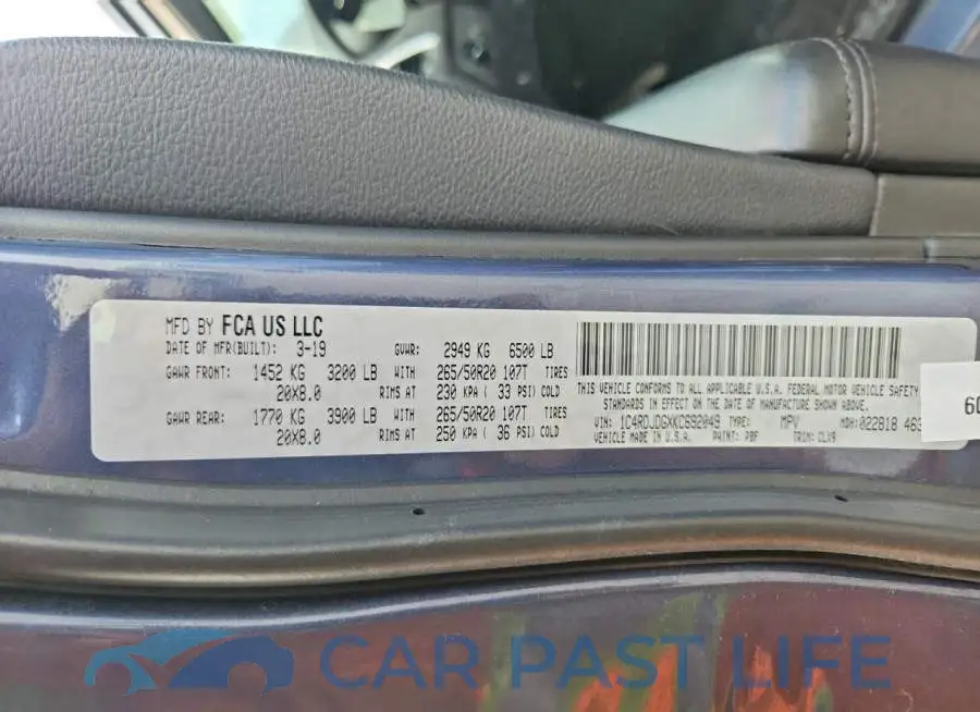 1C4RDJDGXKC692049# 12