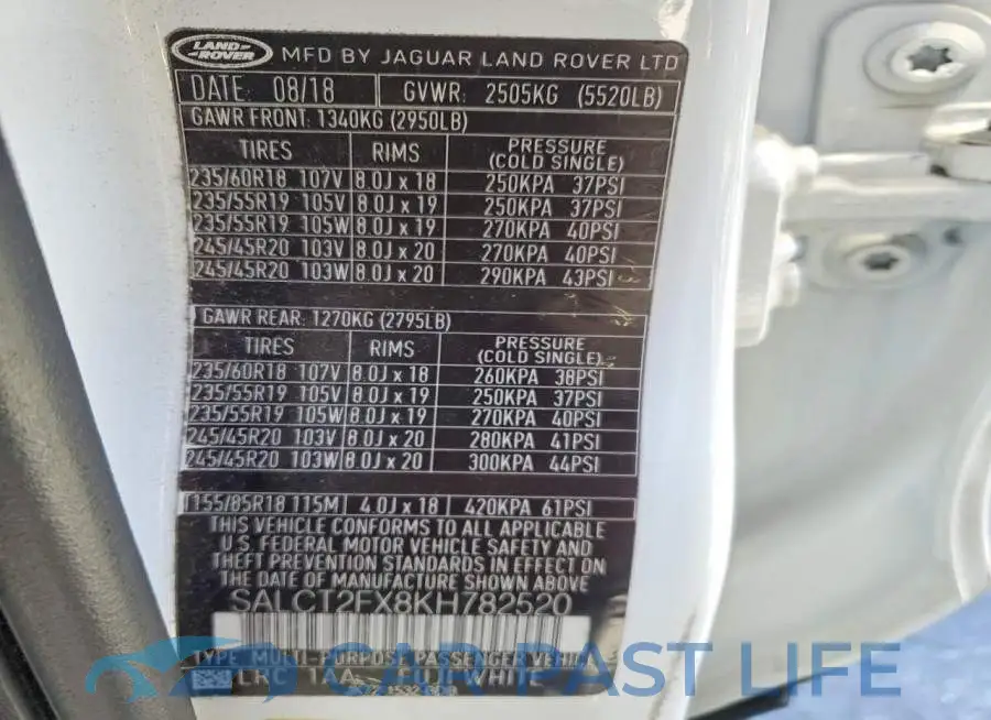 SALCT2FX8KH782520# 13