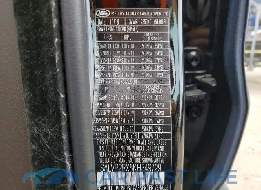 SALVP2RX5KH349729# 13