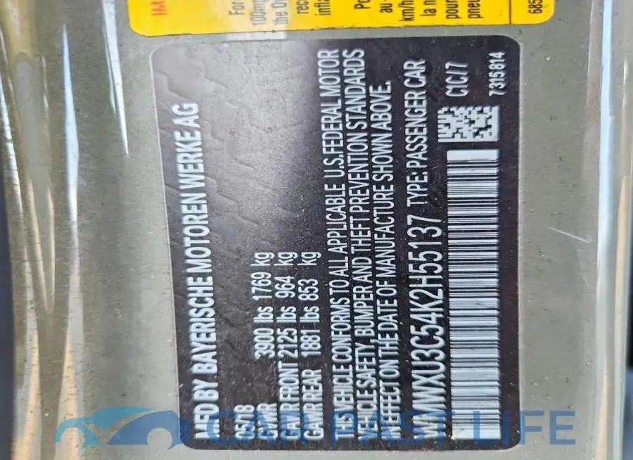 WMWXU3C54K2H55137# 12