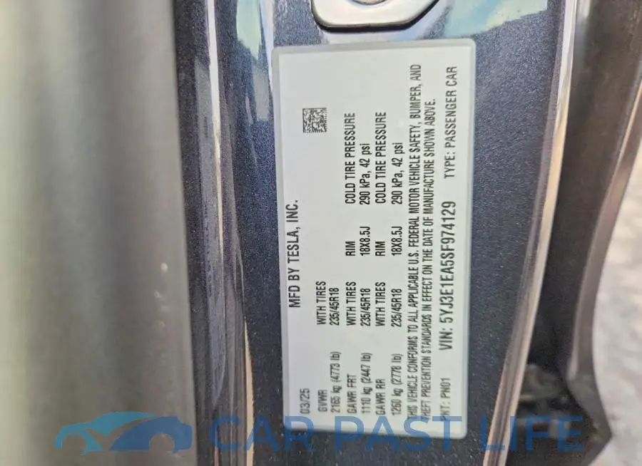 5YJ3E1EA5SF974129# 12