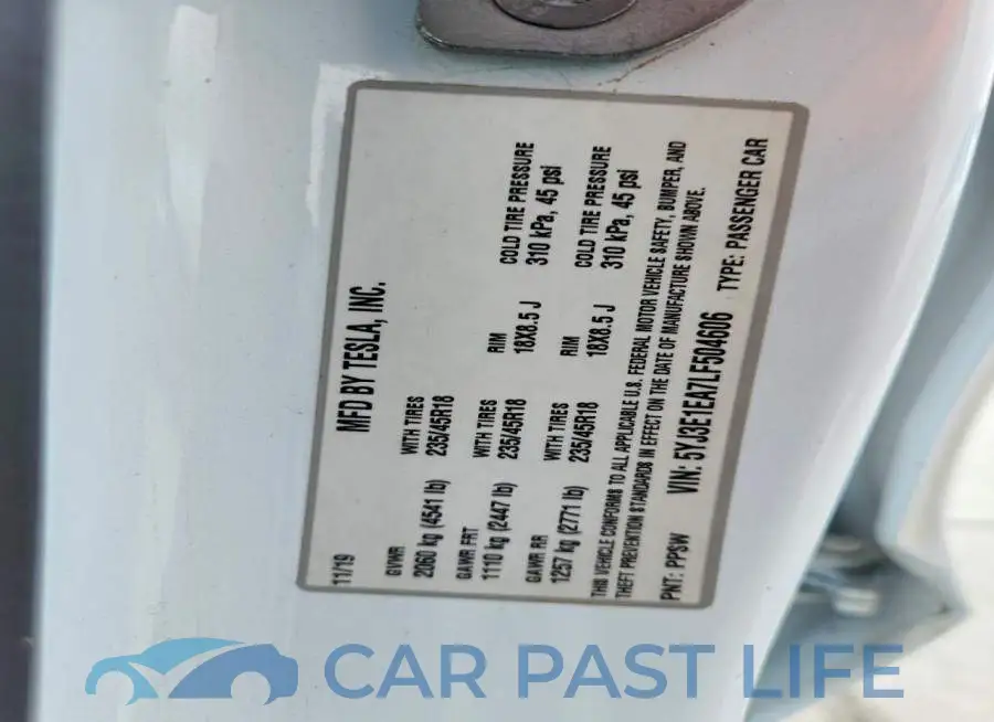 5YJ3E1EA7LF504606# 13
