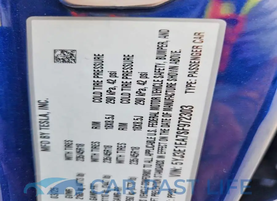 5YJ3E1EA7SF972303# 13