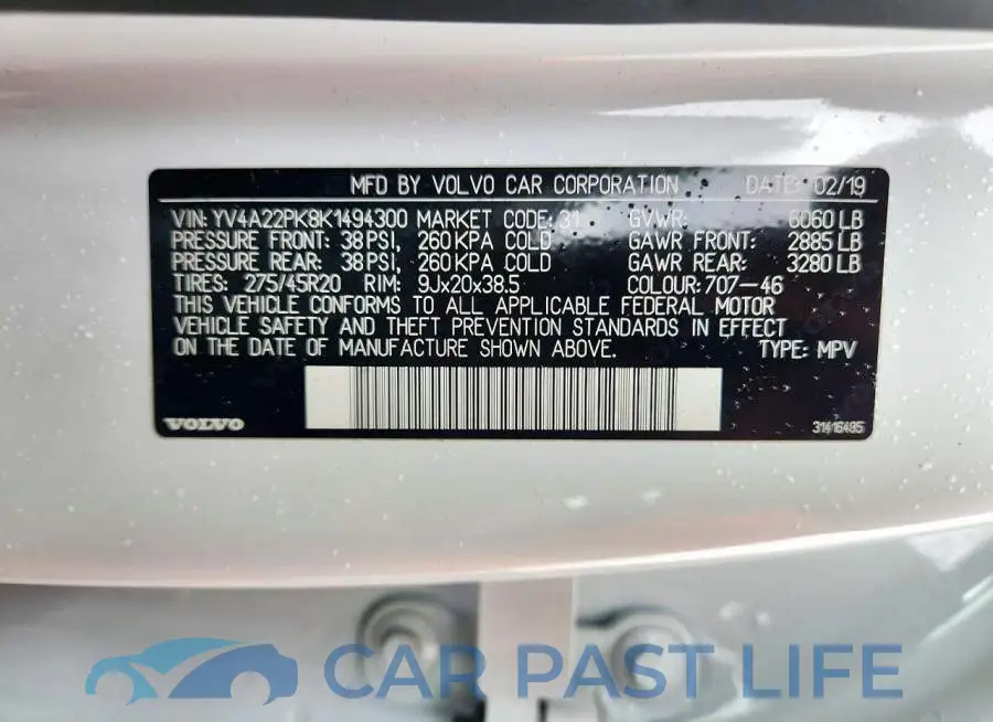 YV4A22PK8K1494300# 14