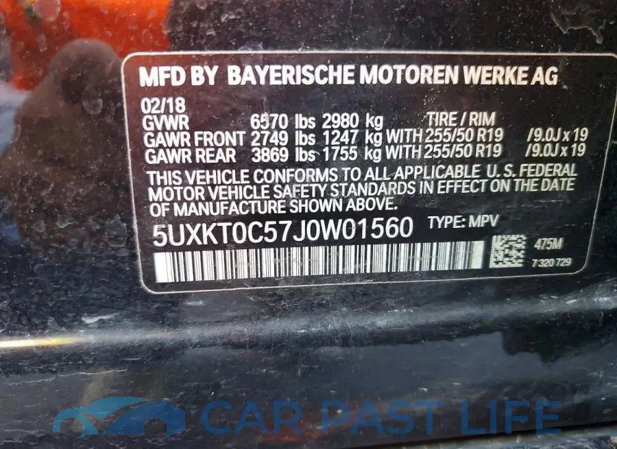 5UXKT0C57J0W01560# 13