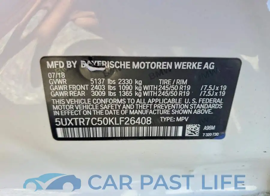 5UXTR7C50KLF26408# 13