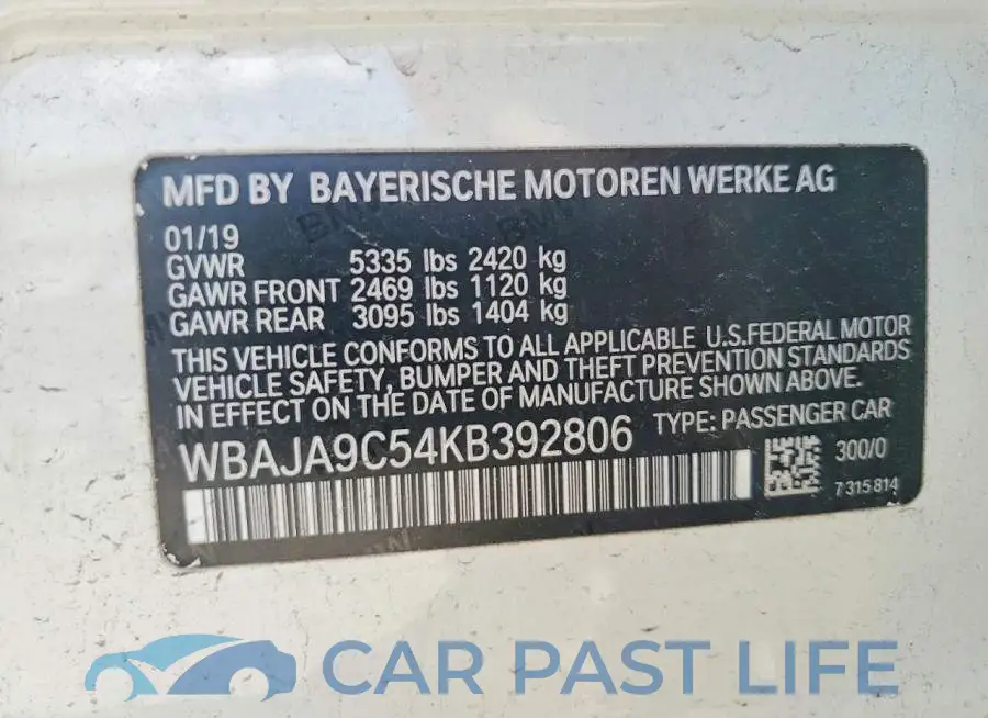 WBAJA9C54KB392806# 12