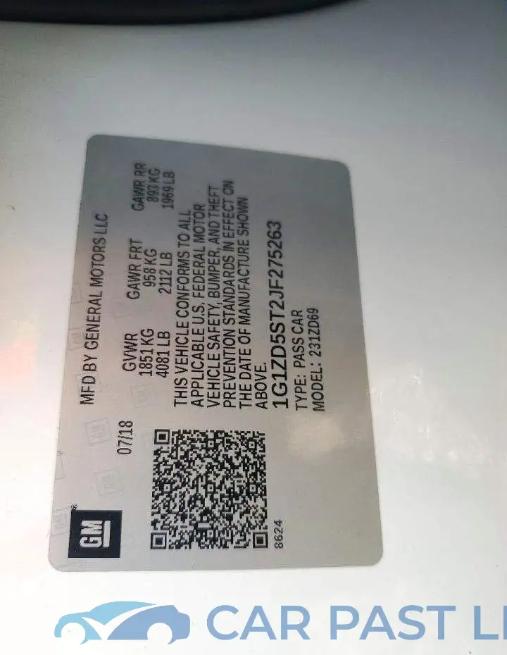 1G1ZD5ST2JF275263# 13