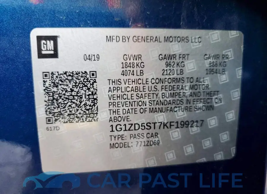 1G1ZD5ST7KF199217# 12