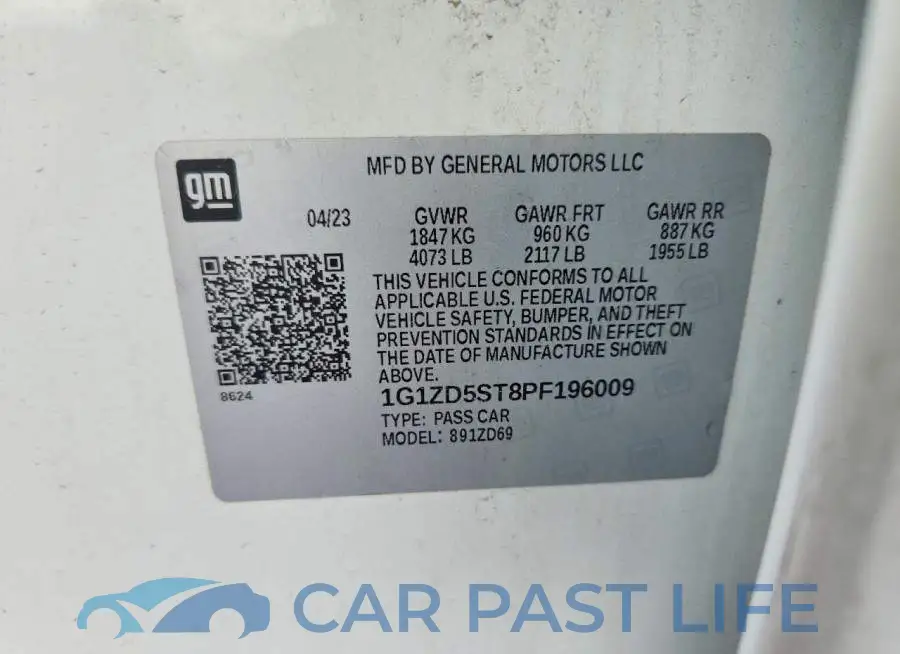1G1ZD5ST8PF196009# 12