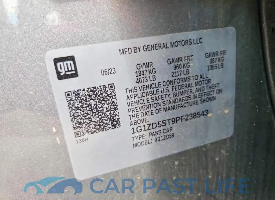1G1ZD5ST9PF238543# 12