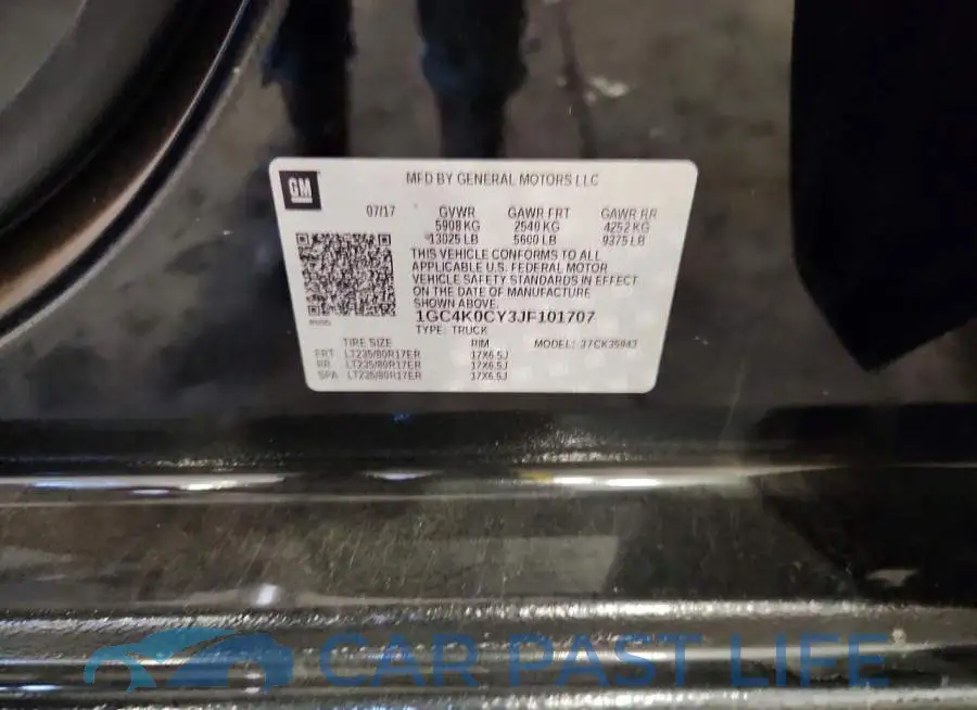 1GC4K0CY3JF101707# 12