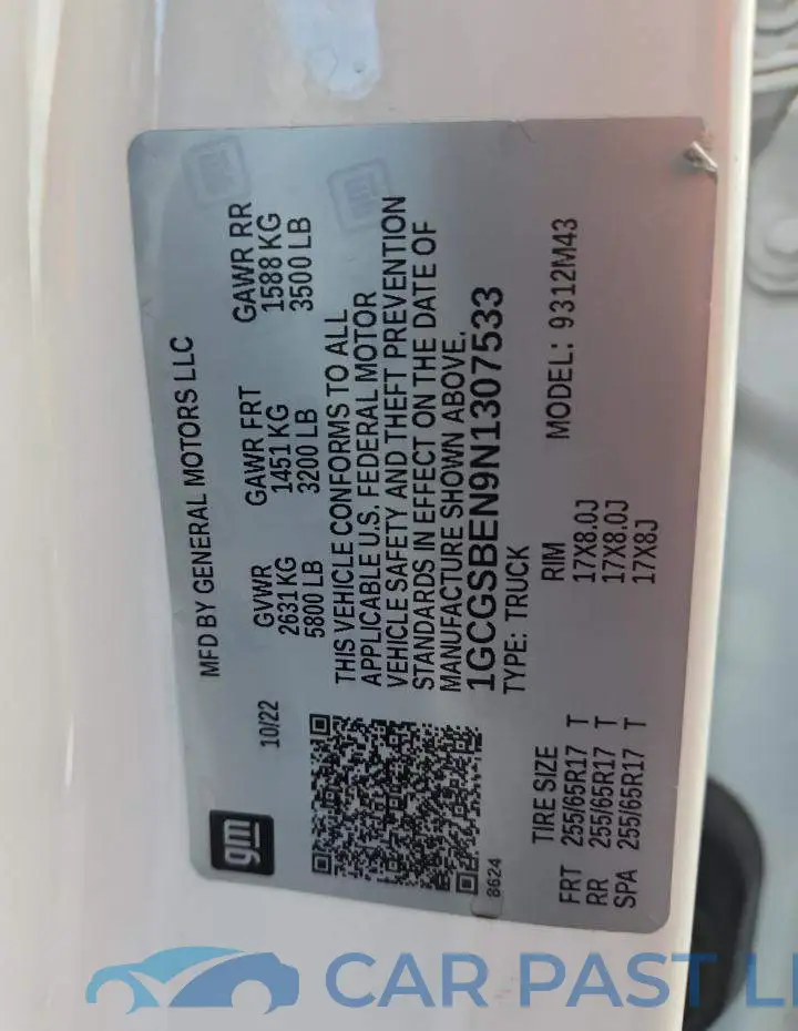1GCGSBEN9N1307533# 12