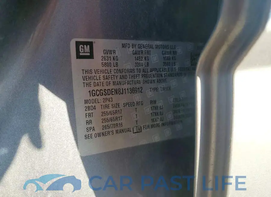 1GCGSDEN8J1136912# 13