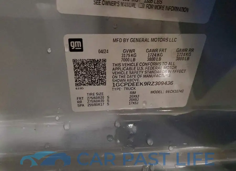 1GCPDEEK9RZ309436# 12