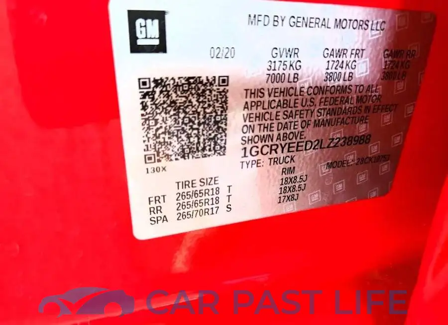 1GCRYEED2LZ238988# 12