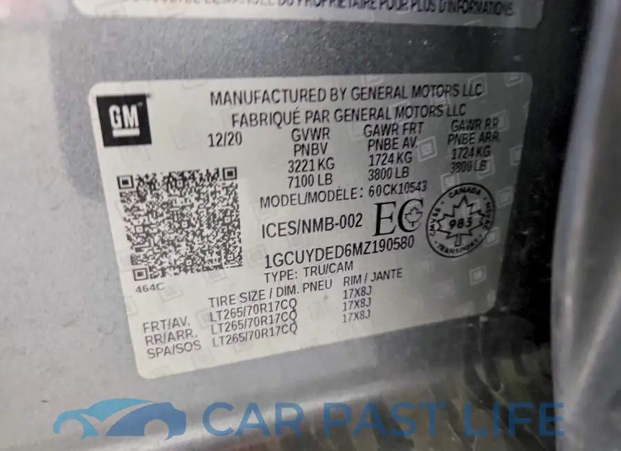 1GCUYDED6MZ190580# 12