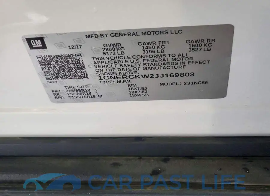 1GNERGKW2JJ169803# 13