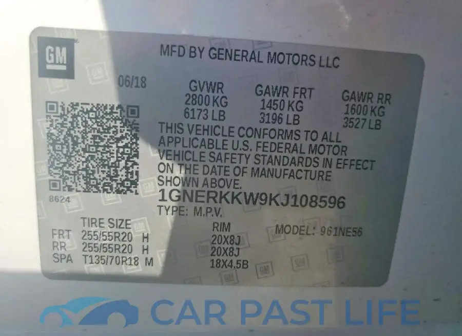 1GNERKKW9KJ108596# 14