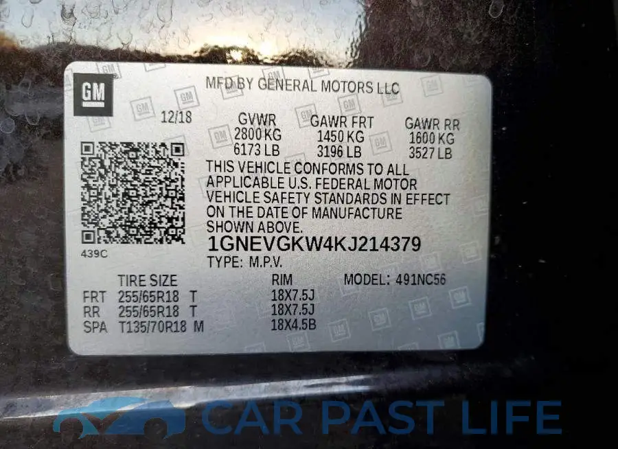 1GNEVGKW4KJ214379# 13