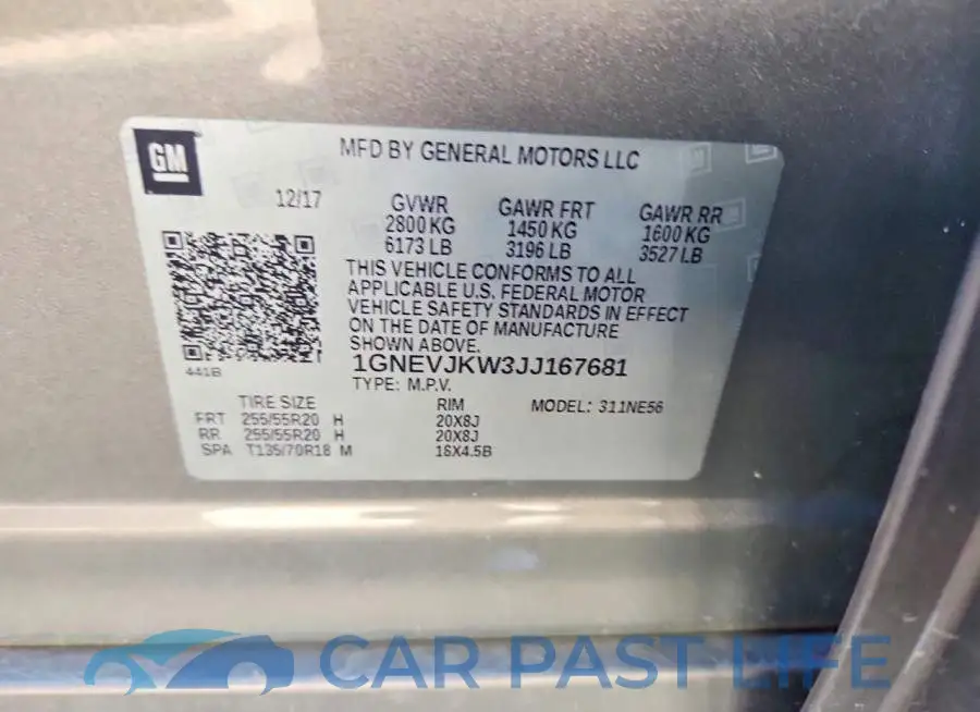 1GNEVJKW3JJ167681# 13