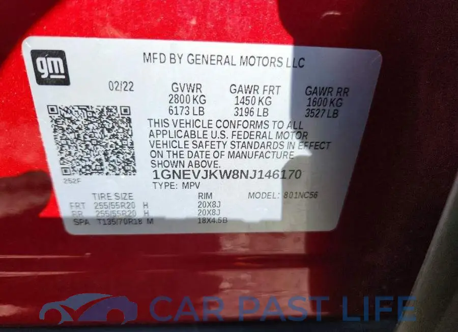 1GNEVJKW8NJ146170# 13