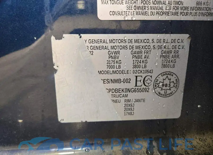 3GCPDBEK0NG655092# 12
