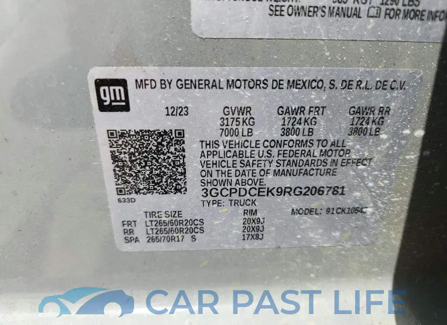 3GCPDCEK9RG206781# 12