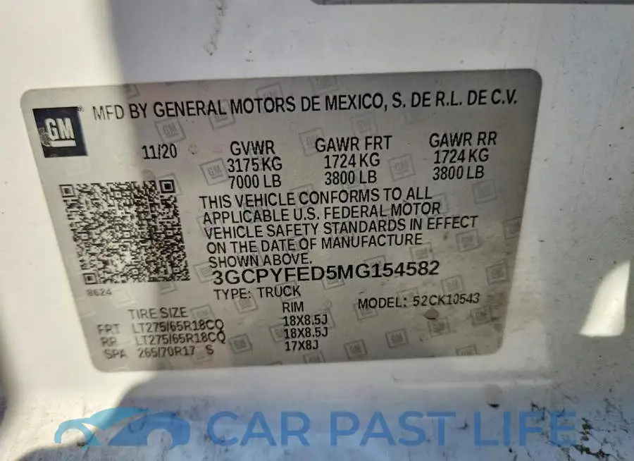 3GCPYFED5MG154582# 12