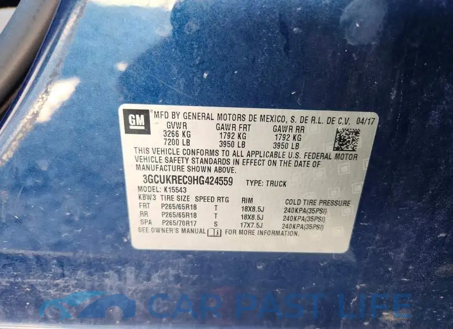 3GCUKREC9HG424559# 12