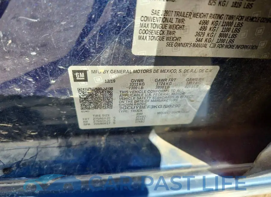 3GCUYBEF3KG700290# 13