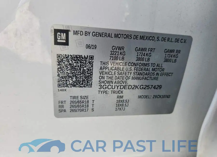 3GCUYDED2KG257429# 12