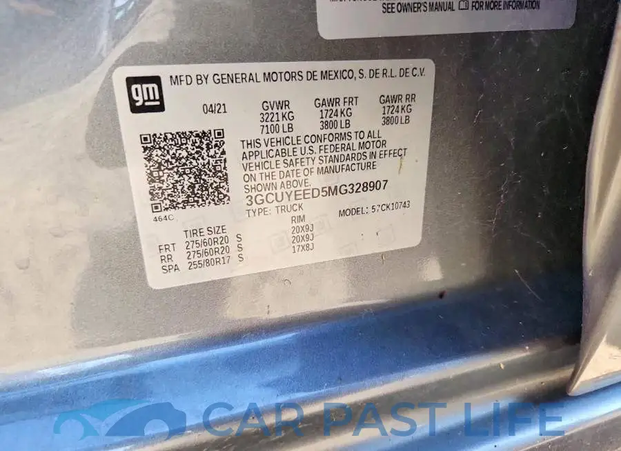 3GCUYEED5MG328907# 12
