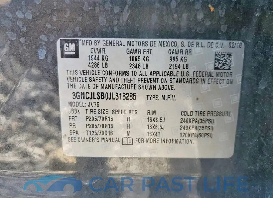 3GNCJLSB0JL318285# 13