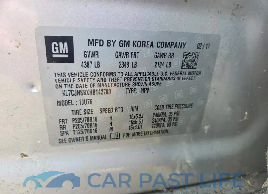 KL7CJNSBXHB142780# 13