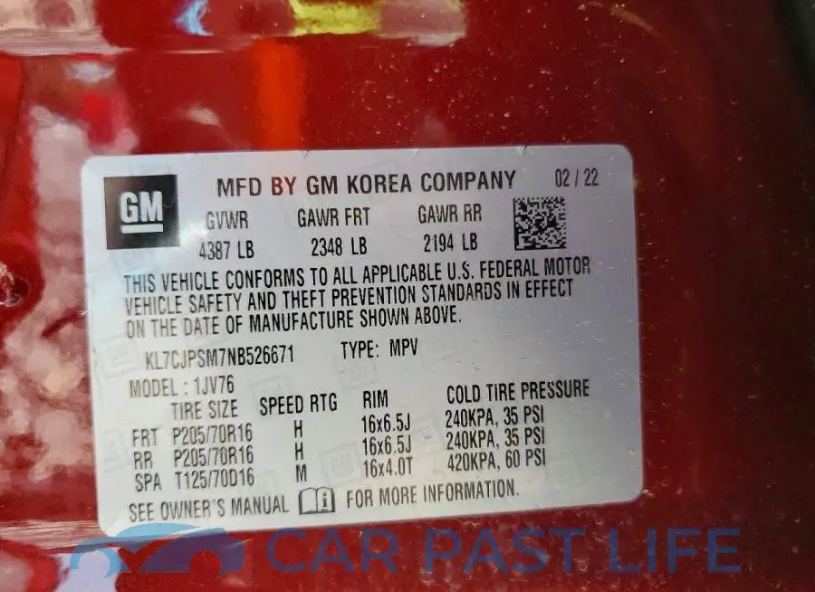 KL7CJPSM7NB526671# 12