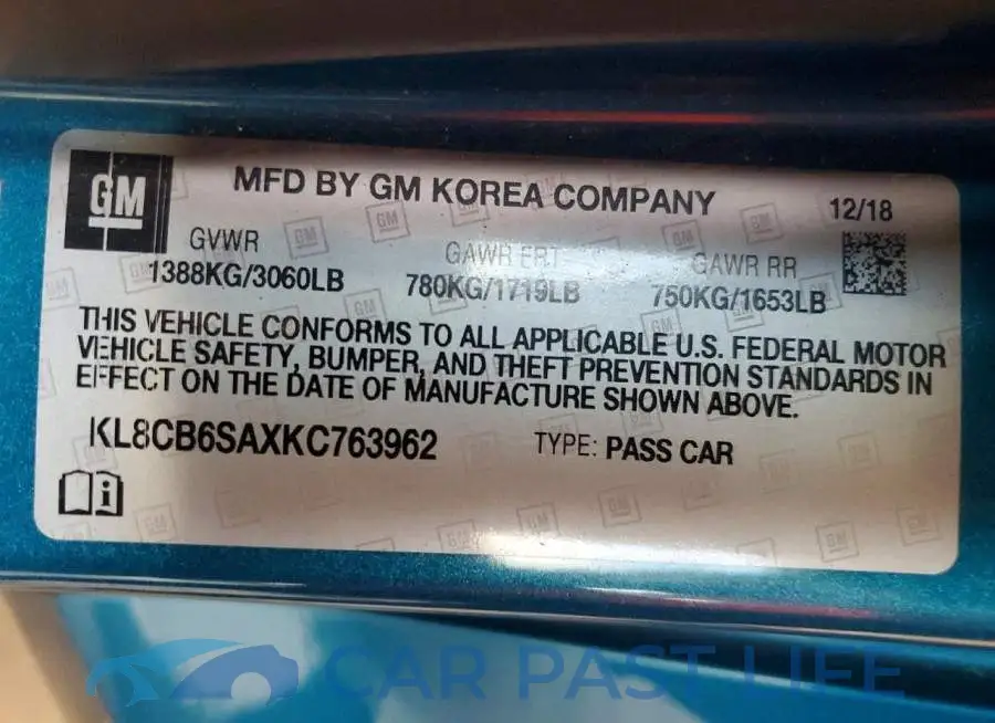 KL8CB6SAXKC763962# 12