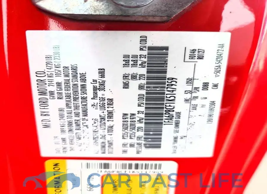 1FA6P8CF1K5147959# 12