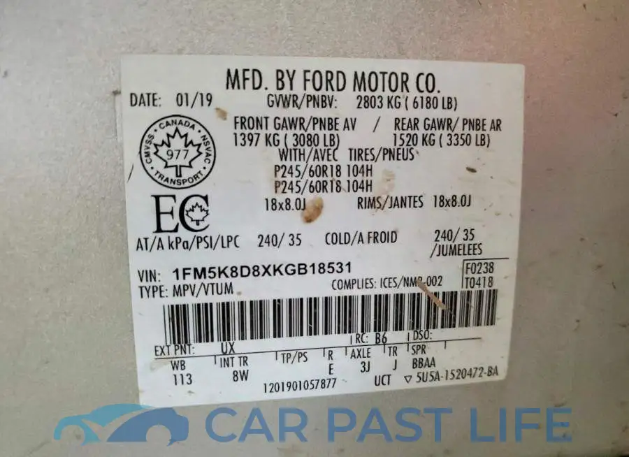 1FM5K8D8XKGB18531# 13