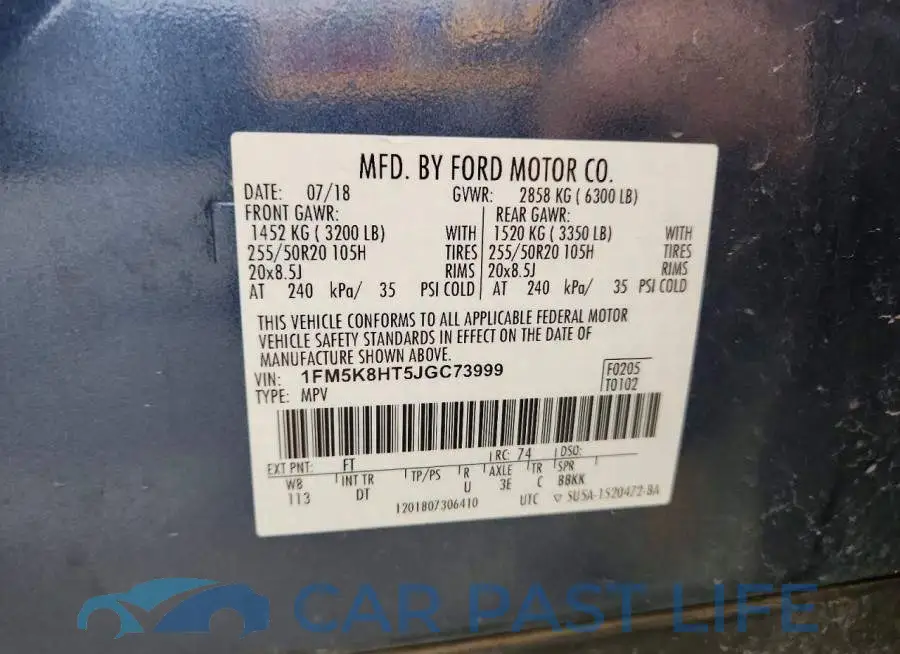 1FM5K8HT5JGC73999# 13