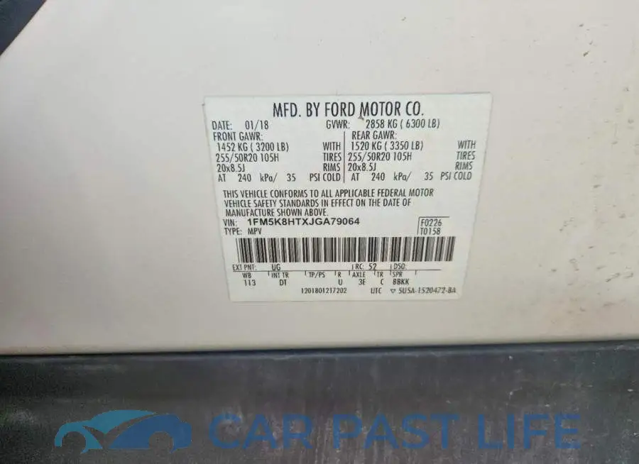 1FM5K8HTXJGA79064# 13