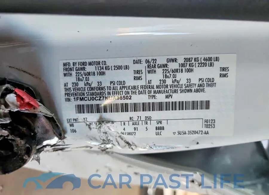 1FMCU0CZ7NUA98502# 13